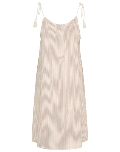 Marta du Chateau - MDCKamala Kjole - Beige/Peperrosa
